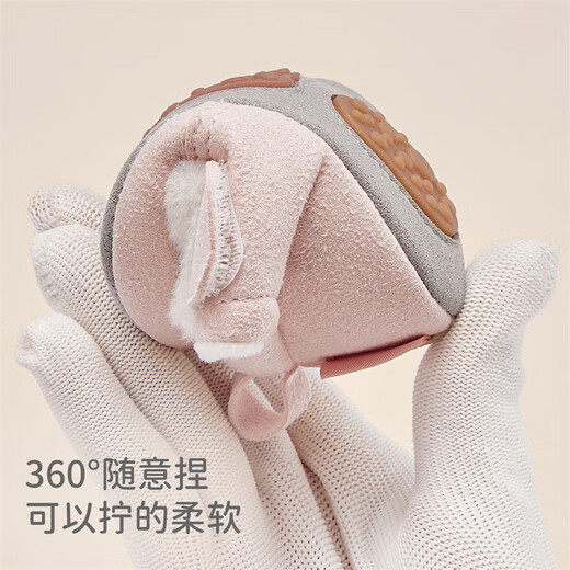 DAVE&BELLA Zapatos de bebé para bebé, Zapatos de algodón para niña, Zapatos de Interior para niños con Suela Blanda, Zapatos para niños nuevos de otoño e Invierno, Zapatos para niños pequeños, Conejito Rosa, confeccionados, Talla 18