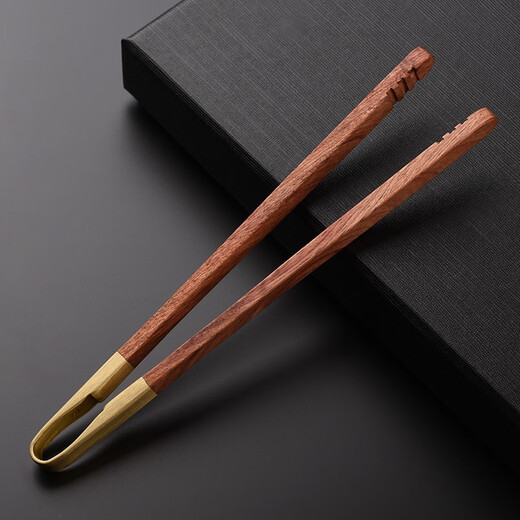 Jinge ebony solid wood tea clips, Kung Fu tea sets, tea ceremony spare parts, family tea cup clips, tweezers, cup washing tea clips, rosewood copper head tea clips