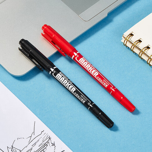 
Qixin Xiao double-headed marker art student marker line pen waterproof and color-fading construction site marker pen logistics special pen for children's painting without fear of high temperature bright ink can be used for office MK826/black/36/three boxes