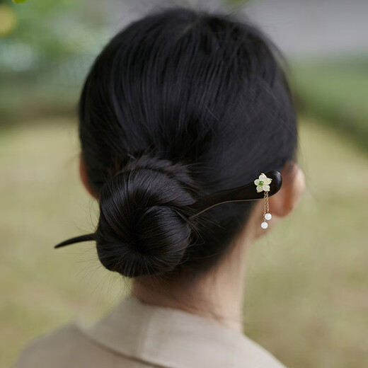 Kamalun (KAMALUN) sandalwood hairpin, ancient style hairpin, daily cheongsam and Hanfu headdress, simple Chinese style horse face skirt, hairpin and hair accessories for girlfriend, flower condensation hairpin + brand gift box, customizable