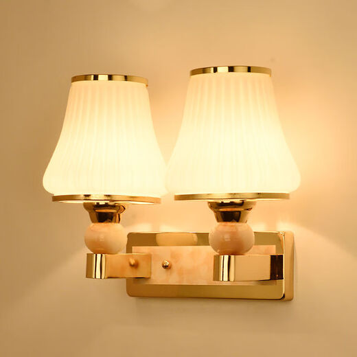 Fenglanq wall lamp bedside lamp Nordic modern European style simple creative led American bedroom living room aisle staircase wall lamp 034 double head with pull switch-three colors.LED