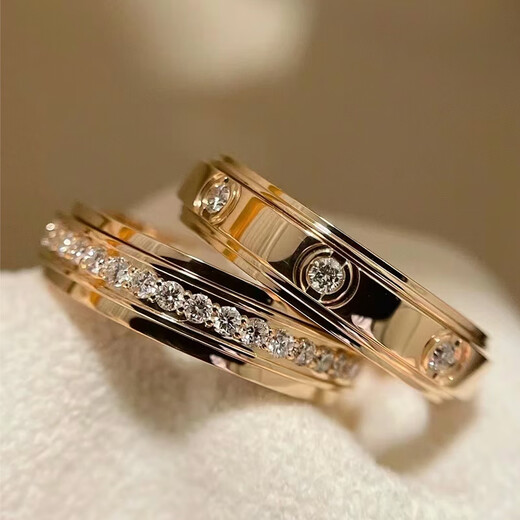 Fat Donglai's same style 18k rose gold ring 18K Shilairun platinum with diamonds double circle all over the sky rose gold - seven diamonds 4.8mm US size 5