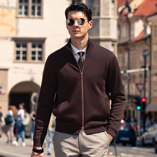 
Mr. Bubasulan wool zipper stand-up collar spring cardigan sweater men's sweater BT12128 Cigarette S (165)