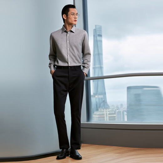 YOUNGOR shirt men's warm liner shirt spring new long-sleeved shirt men's shirt multi-wear light business VLBN129744DBA light gray 42