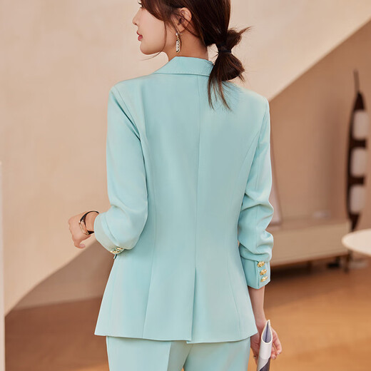 Purple Charming Suit Women's Spring Autumn and Winter Professional Small Suit Korean Style Fashion Casual Slim One Button Long Sleeve Formal Jacket Ai Green (Single Suit) S (Recommended 90Jin Jin equal to less than 0.5kg)