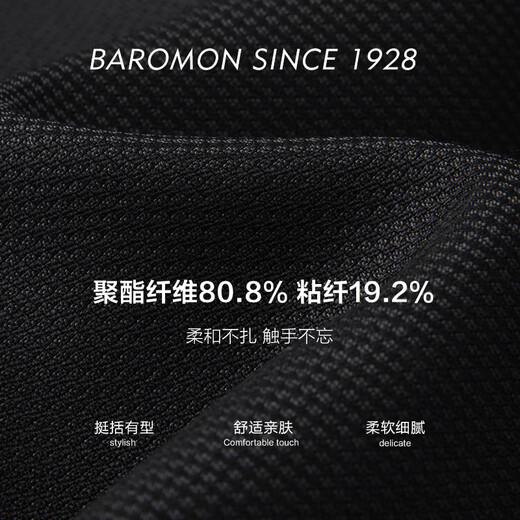 BAROMON anti-wrinkle and iron-free suit business light formal suit complete set of solid color business attire for successful men black-two-piece set 175B Please note the size of the trousers