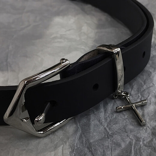 星昔皮带男ins韩版原宿复古个性时尚腰带简约学生西装裤带休闲男女潮 十字架皮带黑色