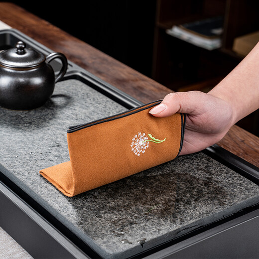 Honghu tea towel, pot towel, tea table towel, tea cloth, tea rag, tea tray, absorbent cloth towel, teapot anti-scalding cloth pad towel, orange dandelion tea towel