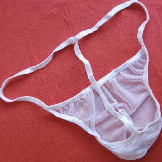 
Unbranded men's sexy underwear mesh thong T-pants sexy tempting perspective U-shaped bag pocket underwear underwear white one size (65-100cm)
