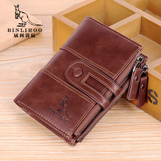 Binli Kangaroo Retro Herren Brieftasche Kurzgeschäft Anti-Diebstahl Kauf Brieftasche Männer vertikaler Multifunktions-All-in-One