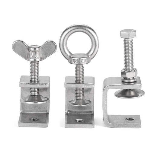 Jinggong (JINGGONG) 304 stainless steel tiger clip buckle C-type U-shaped clamp steel pipe square clamp hand-tightening ring opening clamp opening 45 mm (304 external hexagon)