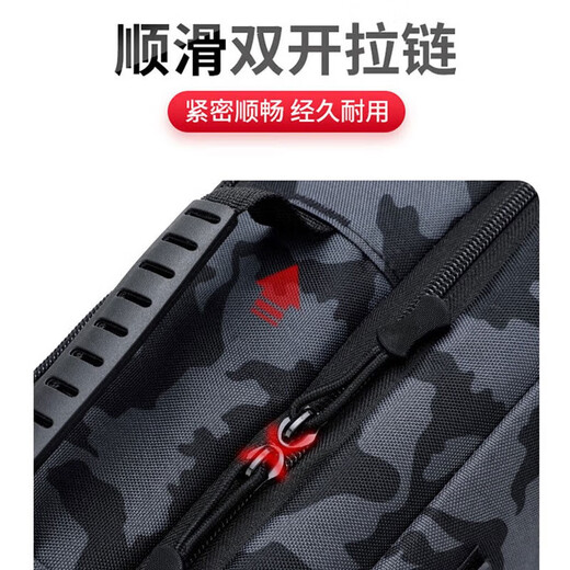 Hevadallua bag, multifunctional pole-mounted lure waist bag, shoulder bag, rod bag, fishing rod bag, large capacity, waterproof, black camouflage, large capacity/various carrying methods/waterproof