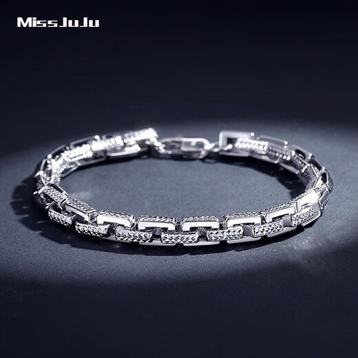 Miss JuJu PT950 platinum dense card cross bracelet for men, domineering real platinum thick bracelet, car pattern version 12.61g, 18cm long, about 4mm thick