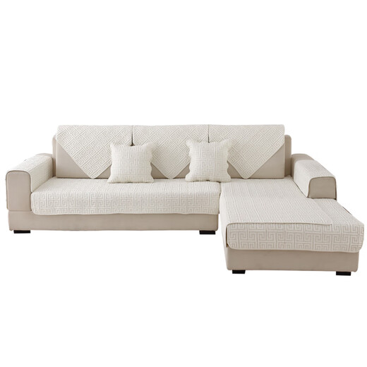 Nabefi full cotton sofa cushion four seasons universal fabric non-slip solid wood seat cushion simple modern leather sofa cover backrest turban beige back grid 70*702 pieces