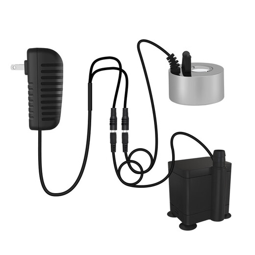 Small rockery flowing water bonsai water pump atomization all-in-one machine circulating fogger tea tray landscaping spray special color lamp atomization head + 24v1a power supply no pump no tube