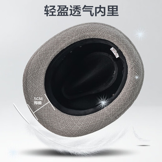 SOMUBAY (SOMUBAY) spring and summer hat men's thin middle-aged dad hat sun protection sun hat spring and autumn old man jazz hat hemp dark gray 60 yards