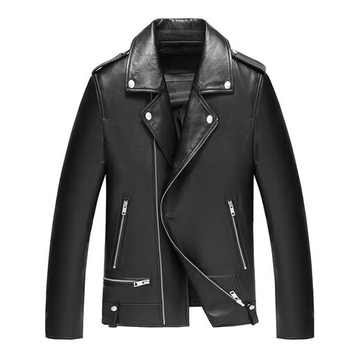 JUSHAO Trendy Herren Lederjacke Herrenleder Jacke koreanischer Stil Slim Short Youth Motorcycle Lederjacke Herrenmode W79 Schwarz 2xl