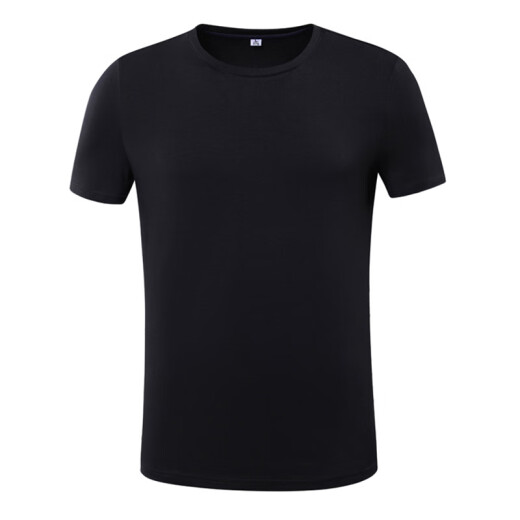 Tuopin high-end solid color T-shirt men's slim round neck short-sleeved T-shirt half-sleeved tight summer fitness sports tops black 170/L