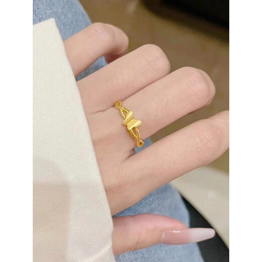 3d hard gold ring new fashion 18K gold female twist ring adjustable simple and versatile butterfly twist ring