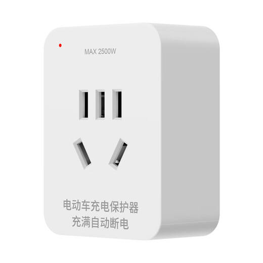 国际电工电动车充电保护器自动断电插座电瓶车防过充插座智能充电插座 插头款-充满自动断电【白色】