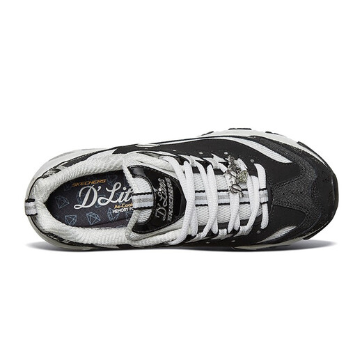 Skechers 10th Anniversary Diamond Demorative Edition Panda Shoes Depored Sports and Casual обуви высокопроизводительные дышащие туфли Daddy Women 12241/BKW Diamond Model-Black/White 38