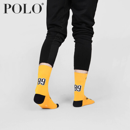 Polo潮牌袜子男高筒纯色棉袜中厚秋冬季高筒长袜高筒运动潮ins高帮男袜子篮球袜学生袜6198 【黑色1宝蓝1深灰1】 均码 建议40-44脚