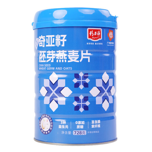 精力沛 无添加蔗糖 奇亚籽胚芽燕麦片728g即食免煮谷物速食营养早餐代餐 728g*1罐