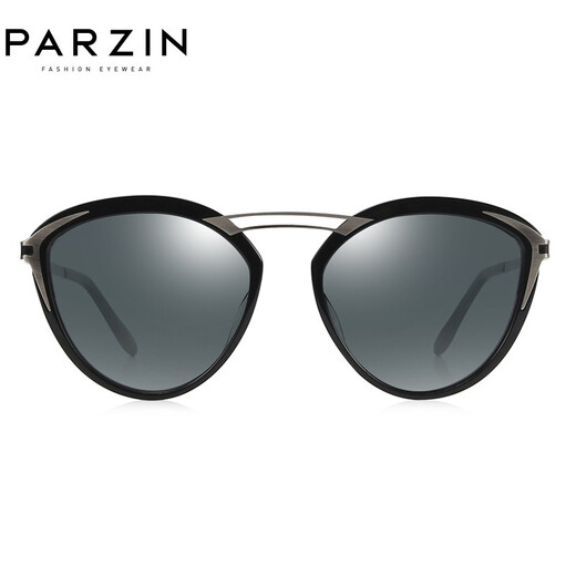 帕森（PARZIN）尼龙片偏光太阳镜女 时尚防晒金属框开车驾驶防晒潮墨镜 PZ9755 黑框黑灰片