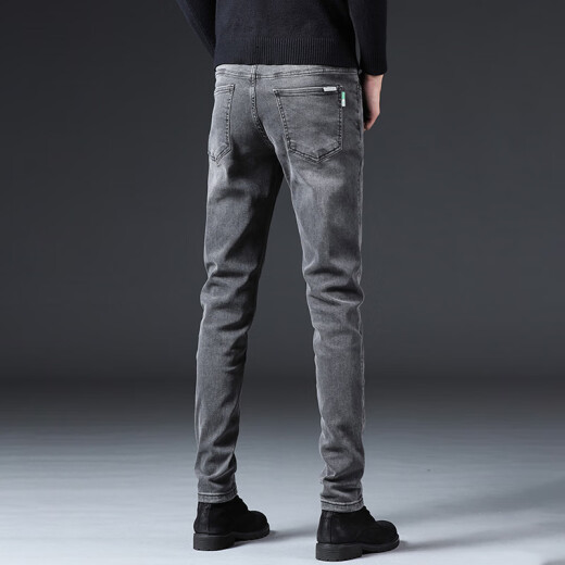 Lomon Jeans Men's Slim Summer Thin Straight Lock Long Bans