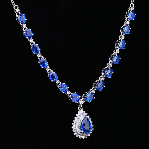 Musi custom-made 7.01 carat sapphire necklace 18k gold set with diamonds party high picture color