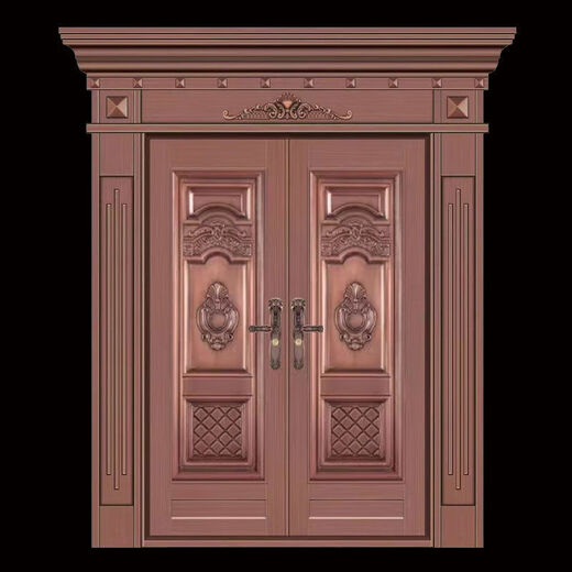 维诺亚304罗马柱仿钢门 门双开  农村自建房别墅大门入户门 304#烤漆工艺仿铜门每平方米价格