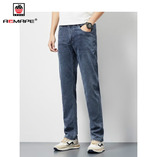 AEMAPE TENIS LARGO ALGO ALGODA Pantalones de seda del algodón delgado Men Jeans resistentes al desgaste Men elásticos Elásticos Pantalones casuales Conjuntos largos Men azul (5008 modelos) 29
