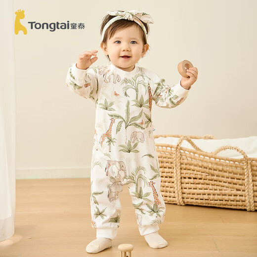 Tongtai (TONGTAI) newborn jumpsuit, baby clothes, baby clothes, four seasons children's home underwear, crawl suit, green 73cm