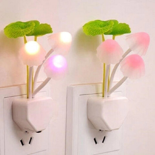 Socket lamp, linear light-controlled night light, lotus leaf mushroom lamp, light-controlled sensor lamp, dreamy color-changing mushroom lamp, LED energy-saving night light customization, 3 light-controlled lotus leaf lamps (color-changing)