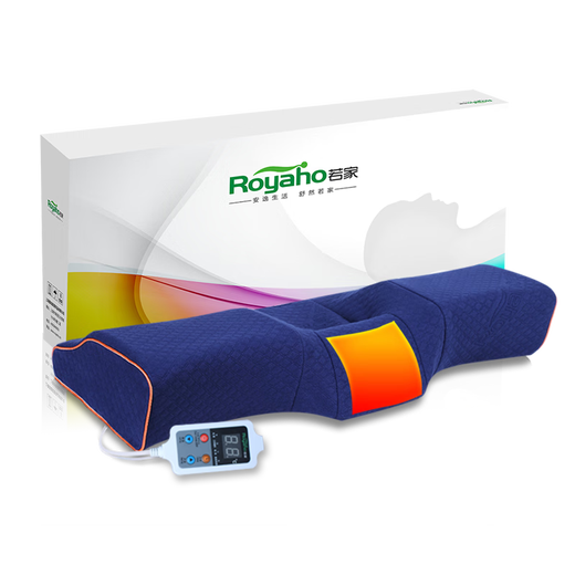 Royaho special cervical spine pillow for cervical spondylosis, adult straightening and anti-arching side sleep, neck protection, hot compress, high-hard pillow, rich bag, navy blue - hot compress type - type B, single, middle pillow 11cm, sleeping on the back 8 = height 8cm - sleeping on the side 11cm