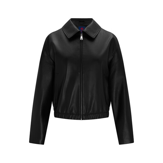 Navigare Italian dinghy short women's genuine leather jacket autumn fashion versatile top lapel sheepskin jacket dark night black L