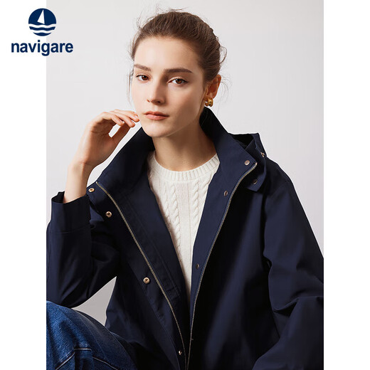Navikel Italian dinghy women's short hooded windbreaker loose coat 2331504502 Blue L