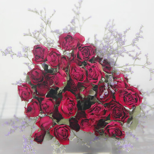 Love Yunnan Natural Rose Dried Flower Bouquet Living Room Decoration Lucky Rose Dried Flower Real Flower Decorative Ornaments Air-dried and Roasted Romantic Bubbles About 30 Heads
