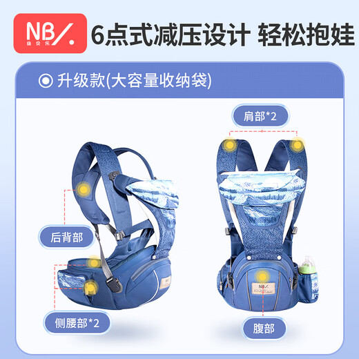 Newbell Baby Carrier Waist Stool Shock Absorbing Stool Front Hold Baby Baby Baby X-Type Baby Carrier Baby Belt Summer Knight Gray: Engineering decompression, light and easy to use