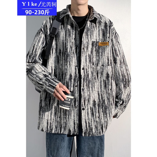 
You Ruike Fatty 230Jin [Jin equals 0.5 kg] Large Size TikTok Autumn Large Size Retro Tie Dye Printed Work Jacket Men's Casual Handsome Jacket A001-J683 Black 4XL Suitable (200-210Jin [Jin equals 0.5 kg])