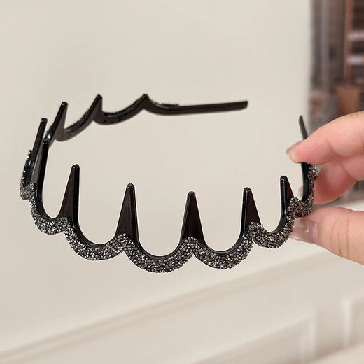 Xiang Wan hairband headband for going out, high-end headwear, temperament, sparkling diamond hairband, women's hair-pressing face wash headband with toothed anti-slip hairpin
