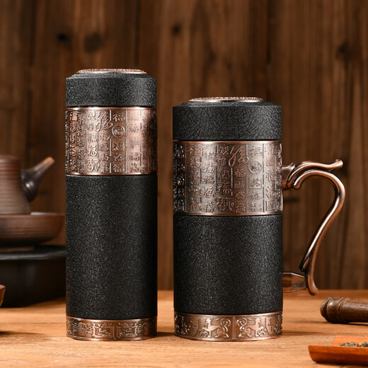 Hantang Yixing Purpur Ton Inner Bottom Isolation Cup Gesundheitsmännungen und Frauen Baifu High-End-Tee Tasse für Eltern und ältere Geschenke Customized Black Frosted Baifu Griff Tasse