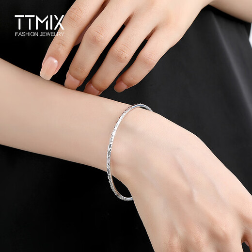 TTMIX imitation diamond pattern classic platinum bracelet pt950 platinum simple women's bracelet birthday gift 54mm weight 8.12g width 2.5mm