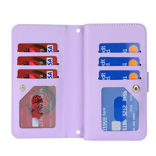 Iscovercase Apple 14Promax/13/12/11 Mobiltelefon Hülle Schutzhülle Wallet Neigung Abdeckungskarte Lanyard Leder Hülle Black + Long Lanyard Apple 11