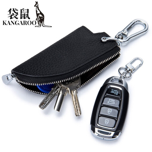 Kangourou (kangourou) Sac de clé de fermeture éclair créatif en cuir authentique pour la couche de tête pour hommes couverture clé de voiture de vache