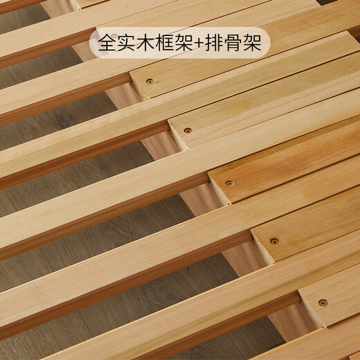 美型美酷 实木沙发床两用床折叠多功能坐卧沙发床小户型单人推拉床 榉木65宽床+【椰棕+海绵】