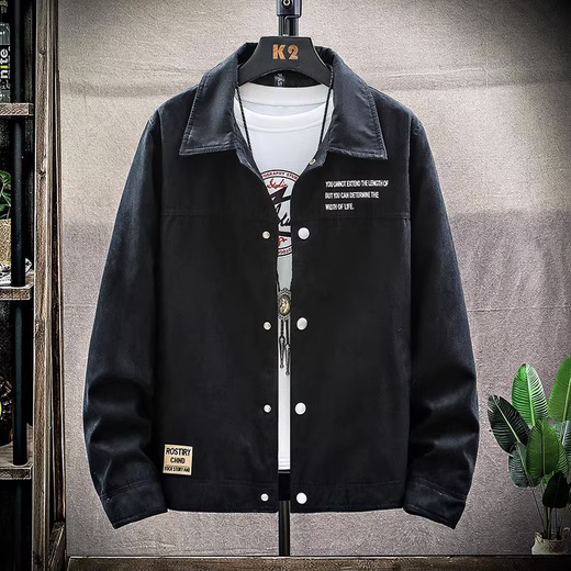 真维斯（Jeanswest）春秋季新款夹克男士修身百搭上衣服帅气潮流青年休闲百搭牛仔外套 2008卡其夹克 XL 【125-140斤】