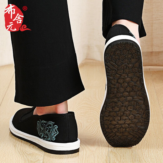 Busheyuan traditional thousand-layer Chinese style foot-stick embroidered men's old Beijing cloth shoes 411-1047 black 40