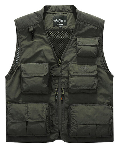 
JP Spring, summer and autumn thin men's vest multi-pocket quick-drying mountaineering photography jacket 9898 Military green S (suitable for 95 Jin [Jin equals 0.5 kg]-110 Jin [Jin equals 0.5 kg])