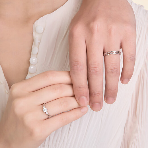 MZMZ platinum couple ring pt950 platinum fashionable new diamond ring knot engagement Valentine's Day birthday gift for girlfriend local warehouse/next day delivery/light luxury live mouth couple ring